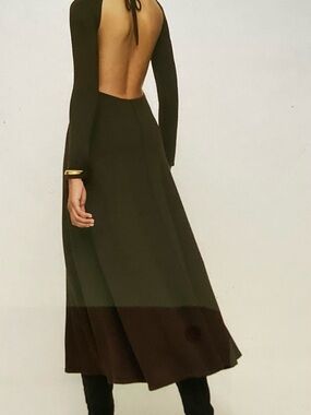 Reformation Black Long-Sleeve Backless Maxi Dress